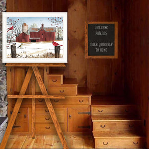 English Elm "winter Friends" Billy Jacobs Folk Art Framed Print White Gallery Wall Decor B06785259