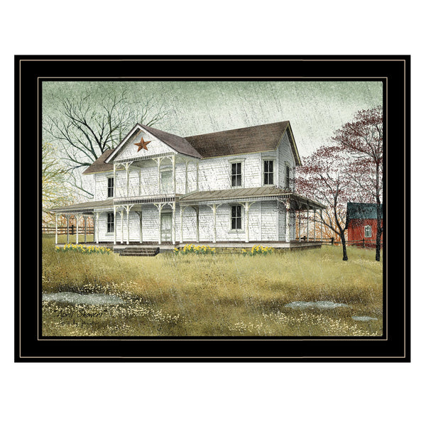 English Elm "april Showers" Billy Jacobs Pastoral Framed Canvas Print Black Wood Wall Art B06785264