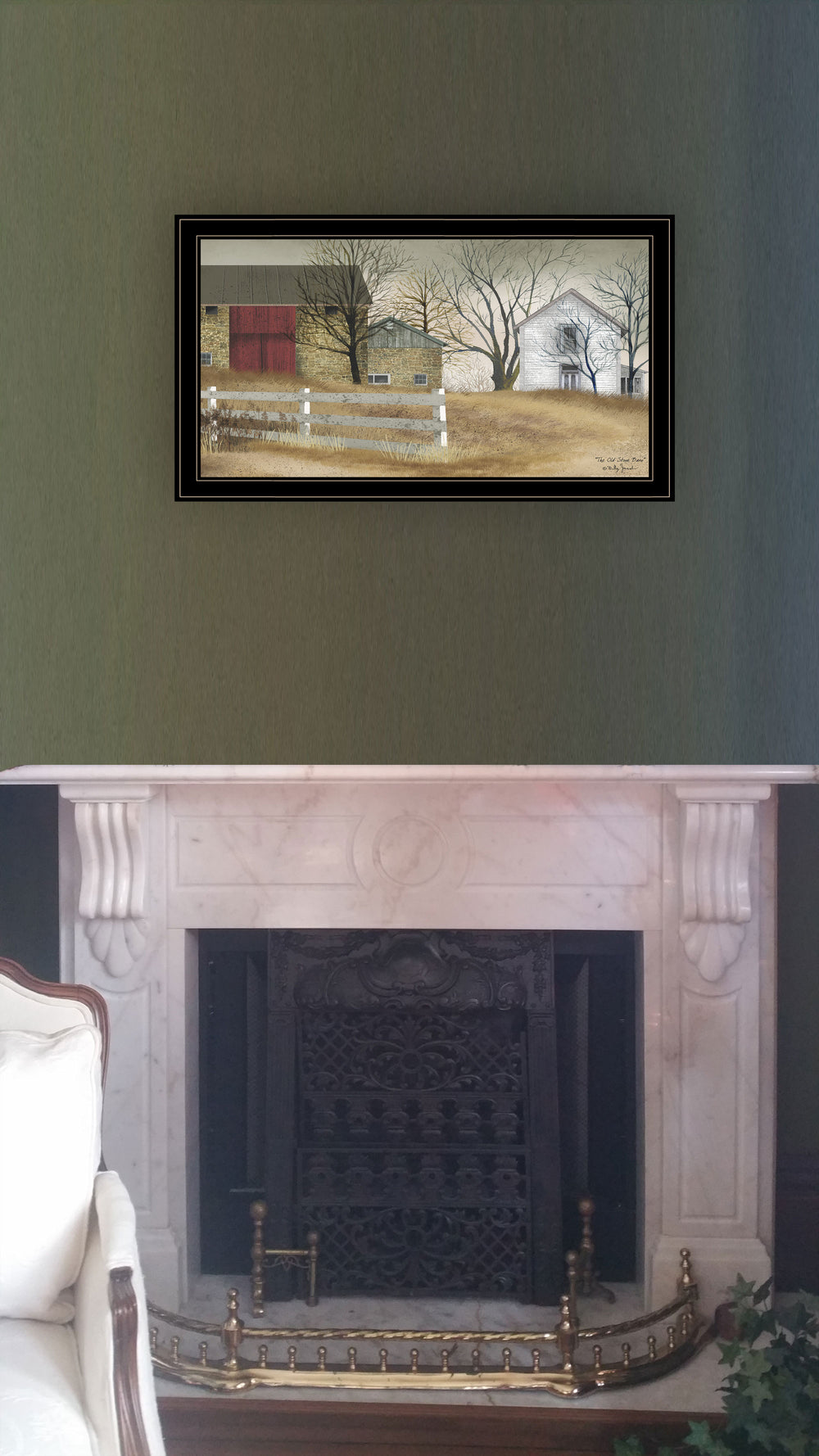 English Elm Trendy Decor 4u Billy Jacobs Old Stone Barn Framed Farmhouse Wall Art Print B06785270
