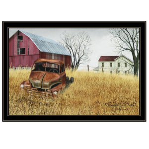 English Elm "granddad's Old Truck" Billy Jacobs Folk Art Framed Canvas Print for Farmhouse Walls B06785275