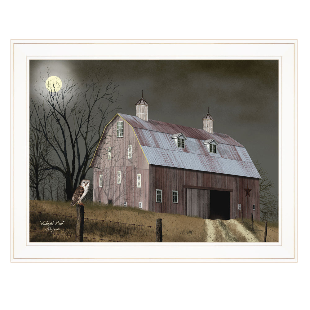 English Elm "midnight Moon" Billy Jacobs Framed Folk Art Print White Gallery Wall Decor B06785276
