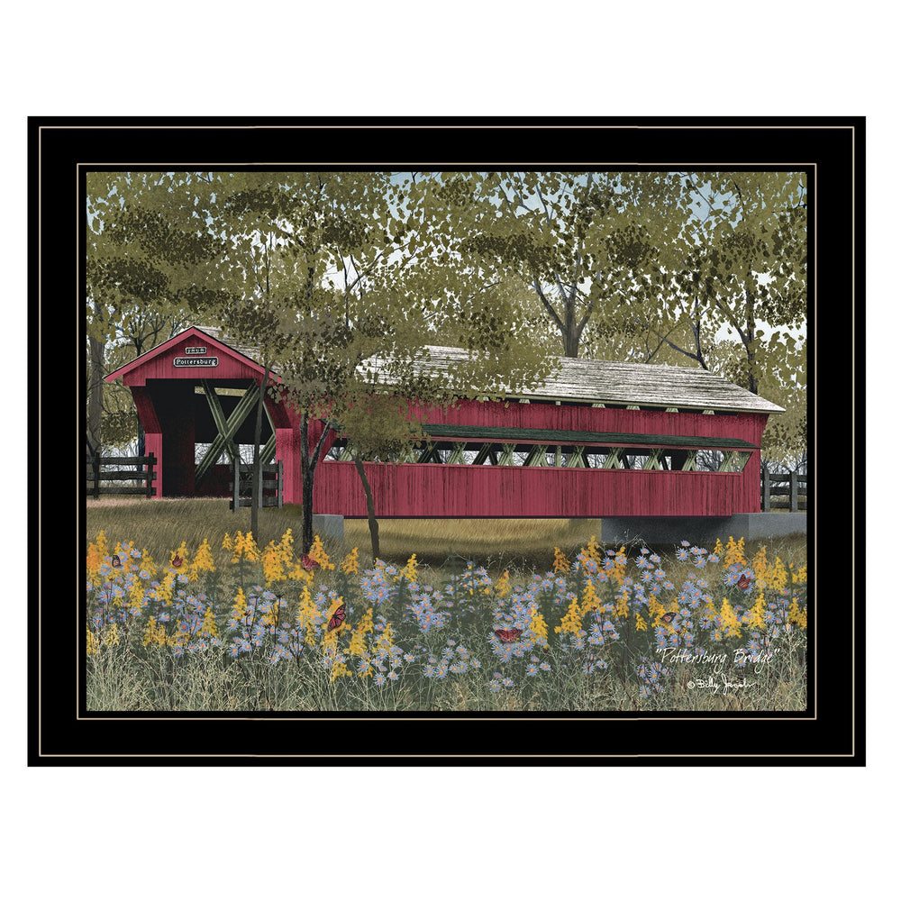 English Elm Trendy Decor 4u Pottersburg Bridge Pastoral Framed Art for Farmhouse Living Spaces B06785299