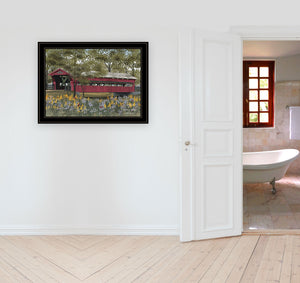 English Elm Trendy Decor 4u Pottersburg Bridge Pastoral Framed Art for Farmhouse Living Spaces B06785299