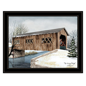 English Elm "the Kissing Bridge" Billy Jacobs Folk Art Framed Wall Print for Farmhouse Decor B06785305