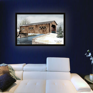 English Elm "the Kissing Bridge" Billy Jacobs Americana Framed Canvas Print Black Wood Wall Art B06785307