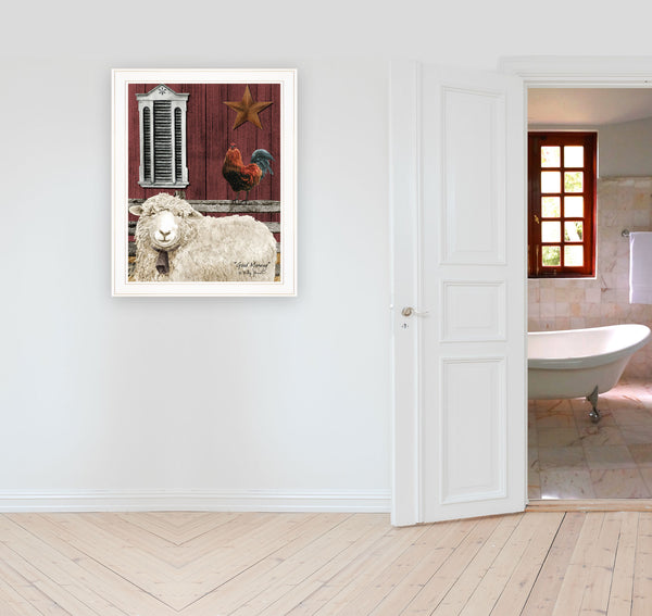 English Elm "good Morning" Billy Jacobs Rooster Pastoral Print White Framed Wall Art for Farmhouse B06785320