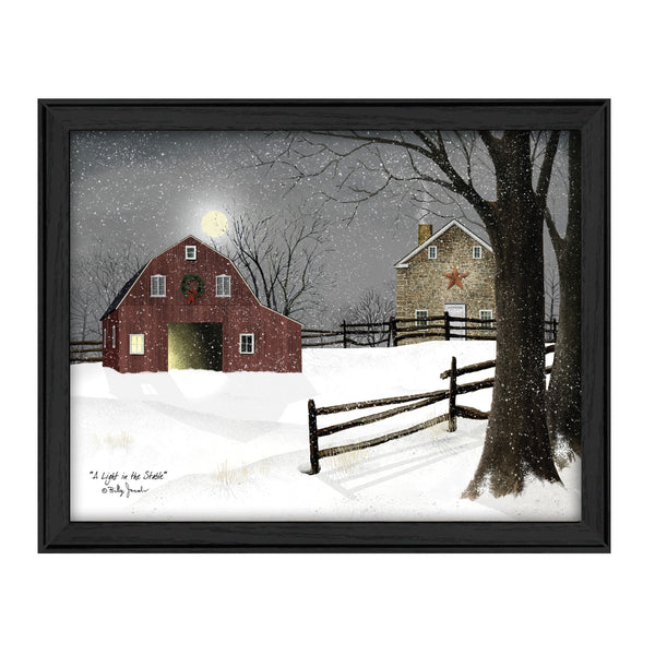 English Elm "light in the Stable" Billy Jacobs Framed Canvas Art Nostalgic Pastoral Wall Print B06787429