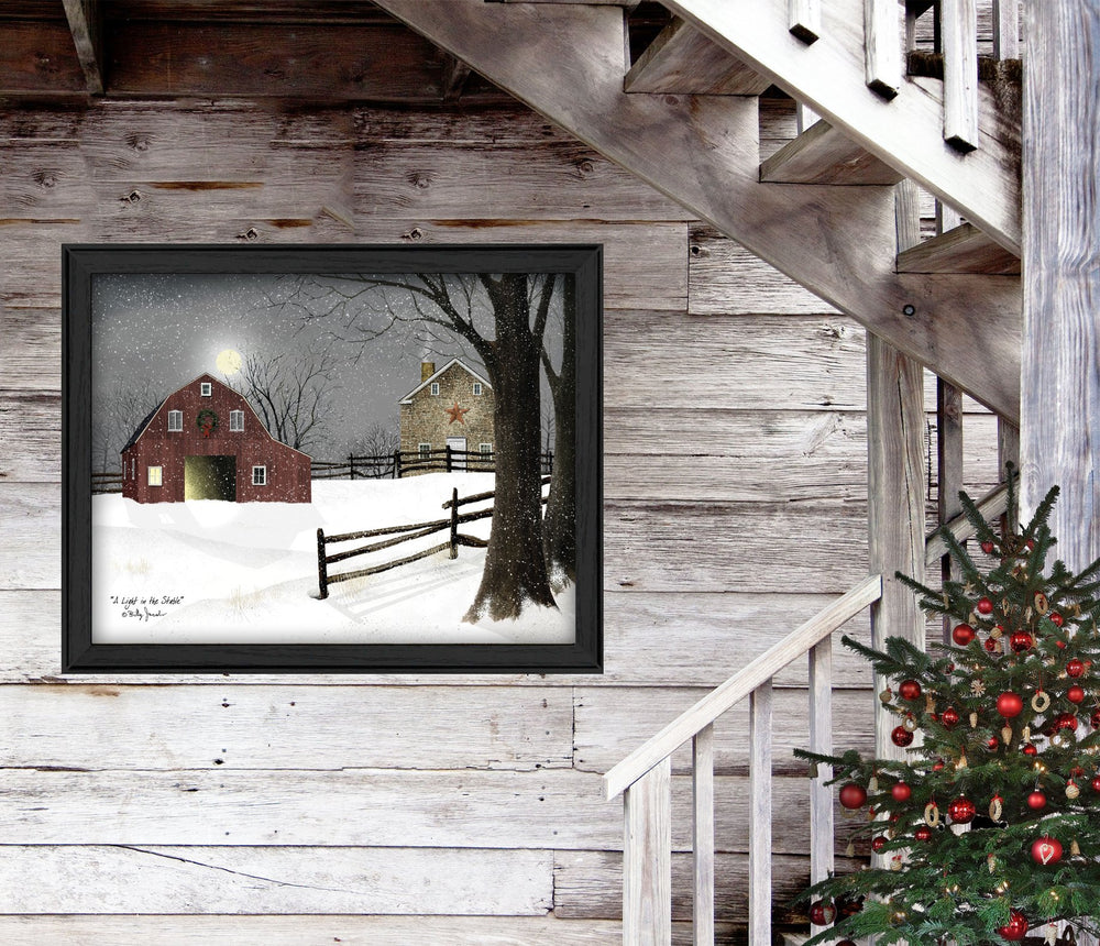 English Elm "light in the Stable" Billy Jacobs Framed Canvas Art Nostalgic Pastoral Wall Print B06787429