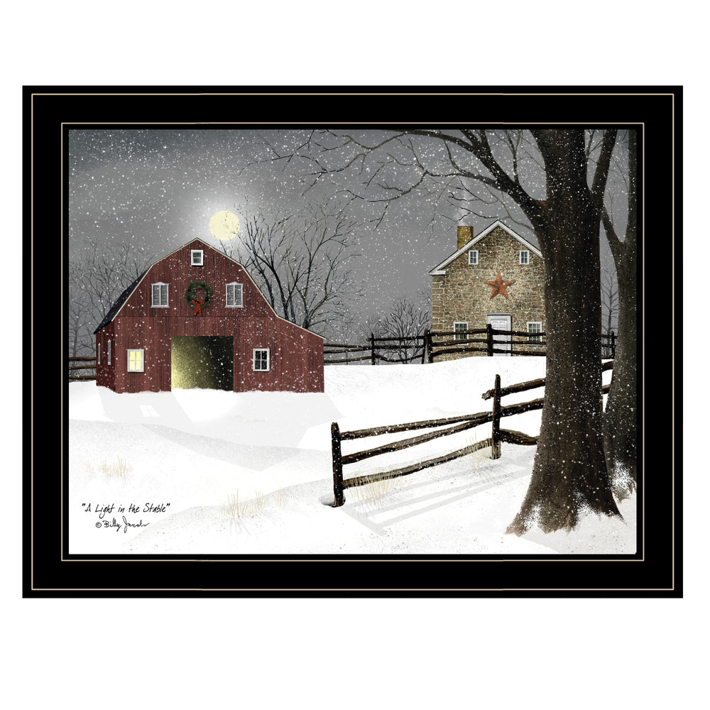 English Elm "light in the Stable" Billy Jacobs Framed Canvas Art Nostalgic Pastoral Wall Print B06787430