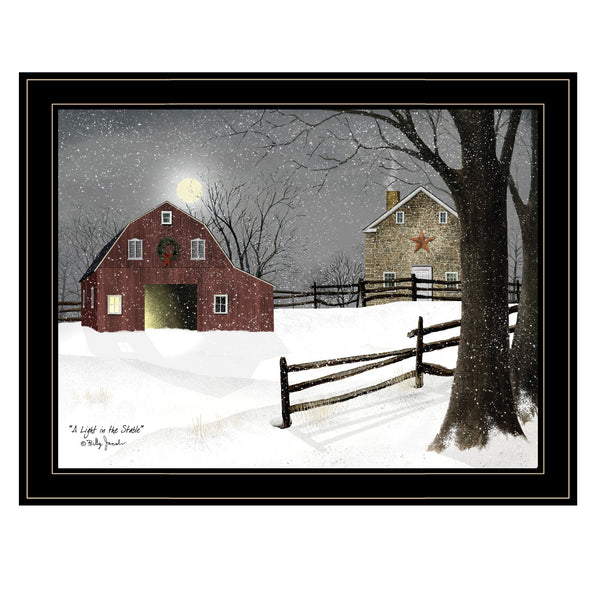 English Elm "light in the Stable" Billy Jacobs Framed Canvas Art Nostalgic Pastoral Wall Print B06787430