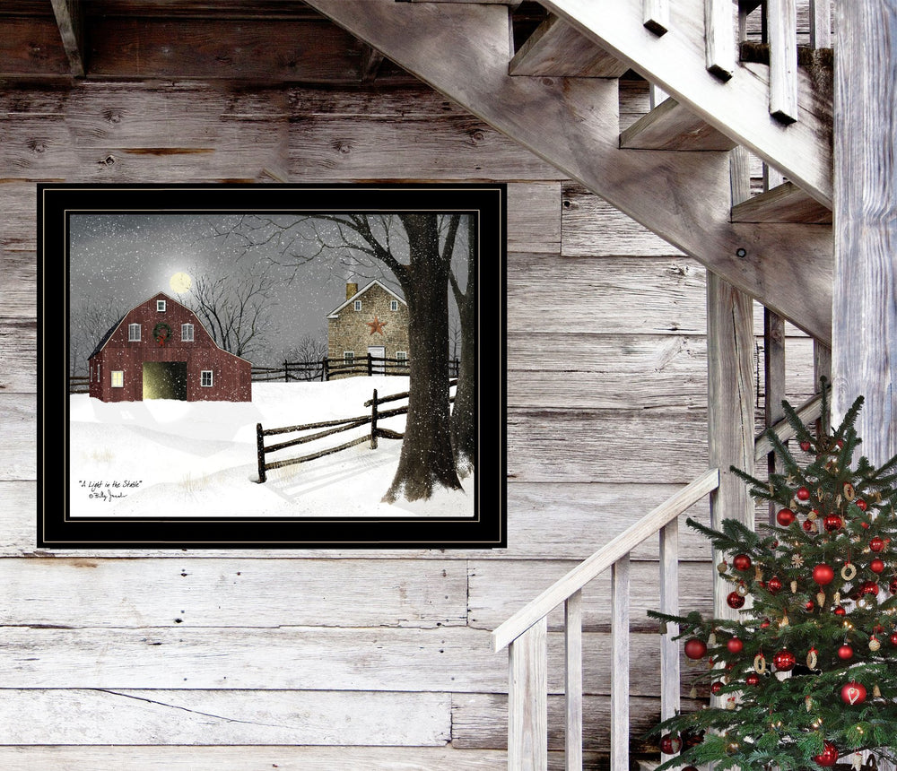 English Elm "light in the Stable" Billy Jacobs Framed Canvas Art Nostalgic Pastoral Wall Print B06787430