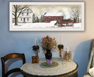 English Elm "christmas Trees Folk Art Framed Wall Print White Border Farmhouse Holiday Decor B06787462