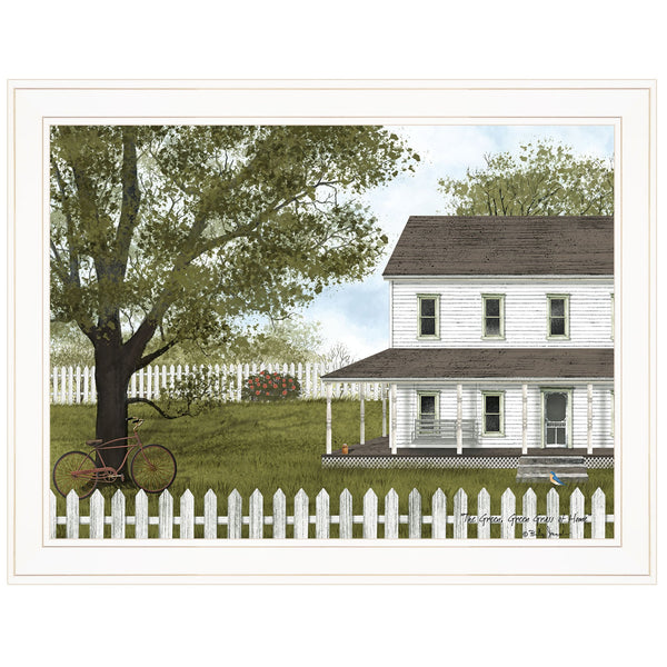 English Elm "green, Grass of Home" Billy Jacobs Framed Rural Americana Art White B06785408