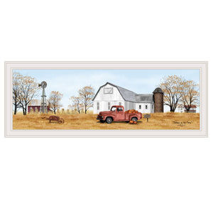 English Elm "autumn on Farm" Billy Jacobs Rustic Pastoral Framed Wall Art White Ready to Hang B06785417
