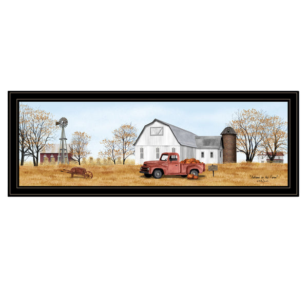 English Elm "autumn on Farm" Billy Jacobs Framed Wall Art Black Wood Rustic Pastoral Print B06785418