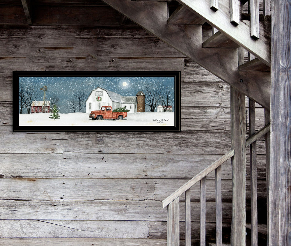 English Elm Trendy Decor 4u Billy Jacobs Winter Farm Framed Art Rustic Pastoral Wall Print B06785424