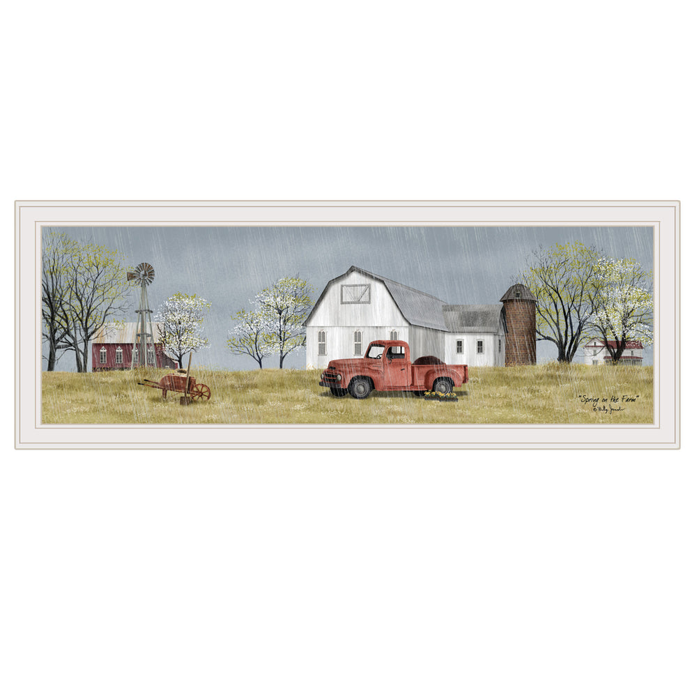 English Elm "spring on the Farm" Billy Jacobs Pastoral Wall Art White Framed Ready to Hang B06785429