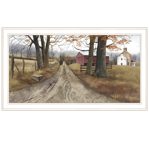 English Elm "the Road Home" Billy Jacobs Framed Rural Landscape Print for Farmhouse Walls B06787524