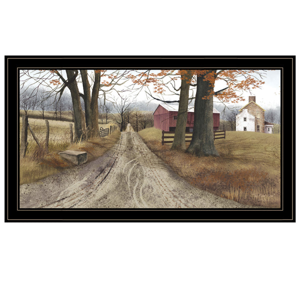 English Elm Trendy Decor 4u Billy Jacobs Country Road Wood Framed Farmhouse Landscape Wall Art B06787525