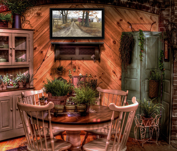 English Elm Trendy Decor 4u Billy Jacobs Country Road Wood Framed Farmhouse Landscape Wall Art B06787525