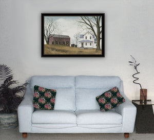 English Elm "sunday Service Billy Jacobs Framed Wall Art Rustic Pastoral Print with Black Wood Frame B06785465