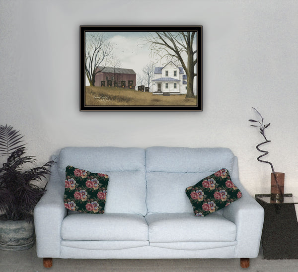 English Elm "sunday Service Billy Jacobs Framed Wall Art Rustic Pastoral Print with Black Wood Frame B06785465