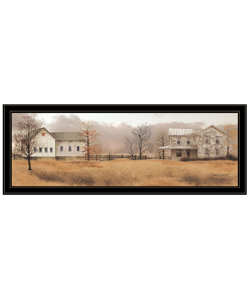 English Elm "peaceful Homestead" Billy Jacobs Framed Canvas Print Farmhouse Wall Art Black Wood B06788864
