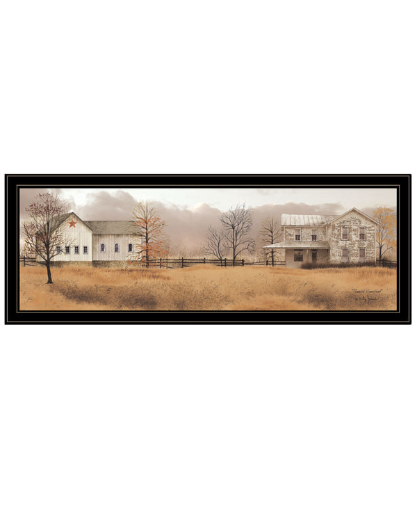 English Elm "peaceful Homestead" Billy Jacobs Framed Canvas Print Farmhouse Wall Art Black Wood B06788864