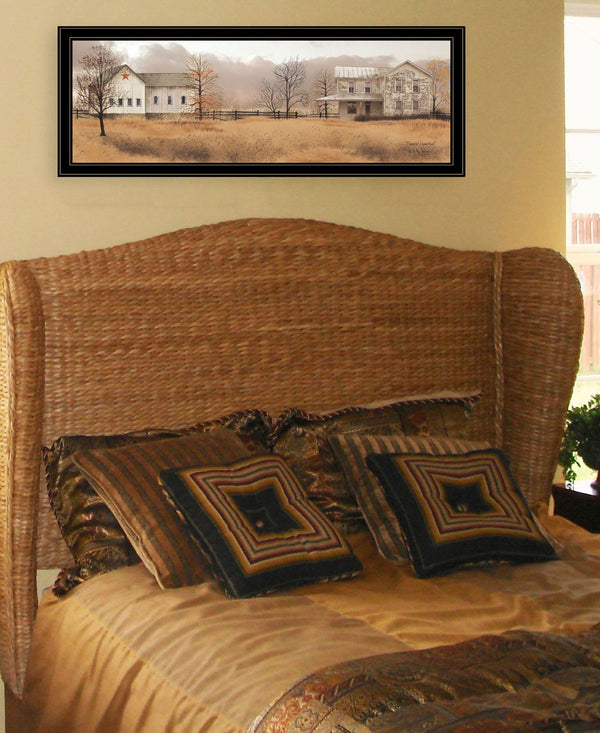 English Elm "peaceful Homestead" Billy Jacobs Framed Canvas Print Farmhouse Wall Art Black Wood B06788864