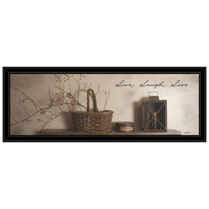 English Elm "live, Laugh and Love" Billy Jacobs Folk Art Framed Print Black Wood Wall Decor B06787552