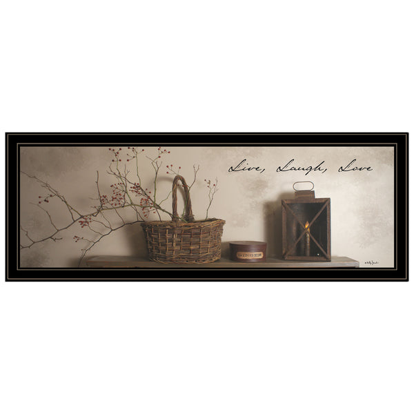 English Elm "live, Laugh and Love" Billy Jacobs Folk Art Framed Print Black Wood Wall Decor B06787552