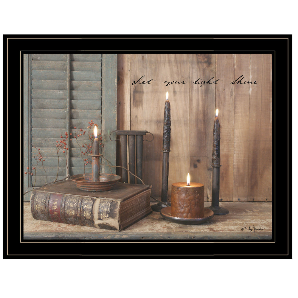 English Elm "let Your Light Shine" Billy Jacobs Framed Devotional Art Black Wood Wall Print B06785495