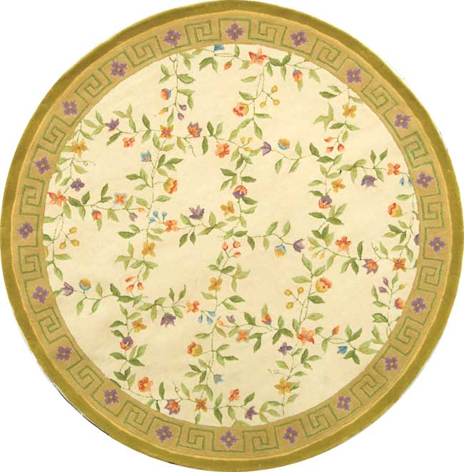 Safavieh Berkeley 5-foot Round Area Rug - Elegant Floral Design With Greek Key Border, Premium Wool Pile Assorted Wool Pile Bk147a-5r