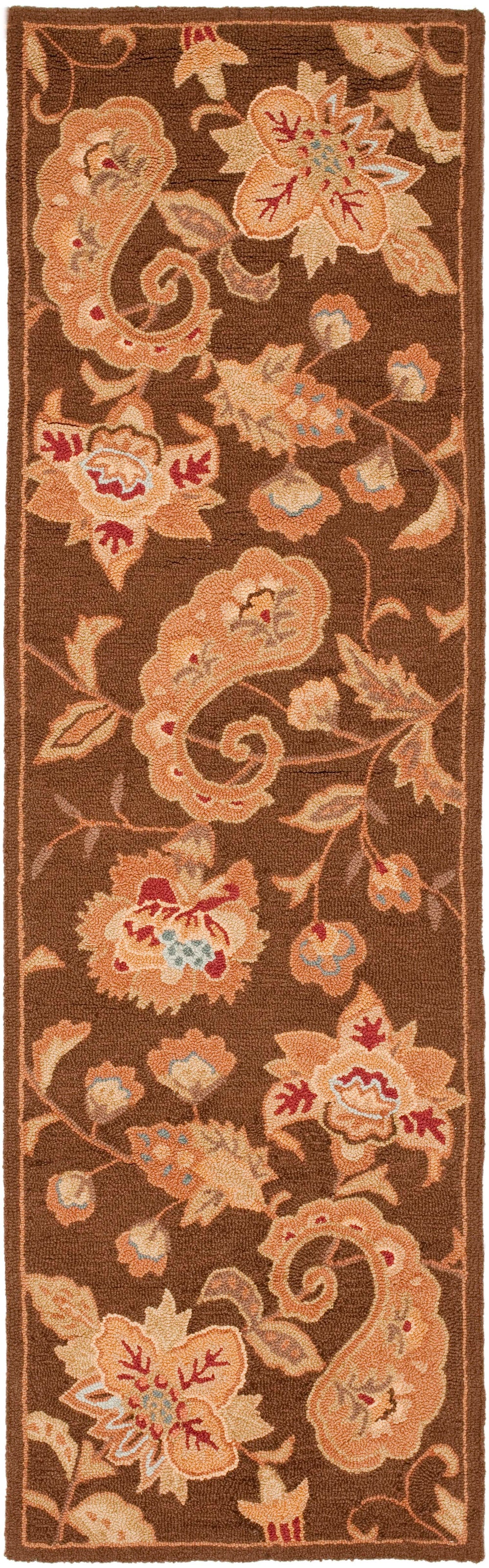 Safavieh Berkeley Hand-hooked Wool Pile Area Rug - Luxurious Floor Covering With Elegant Floral Design Brown Wool Pile Bk301a-8
