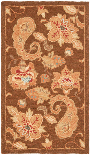 Safavieh Berkeley Hand-hooked Wool Pile Area Rug - Luxurious Floor Covering With Elegant Floral Design Brown Wool Pile Bk301a-8