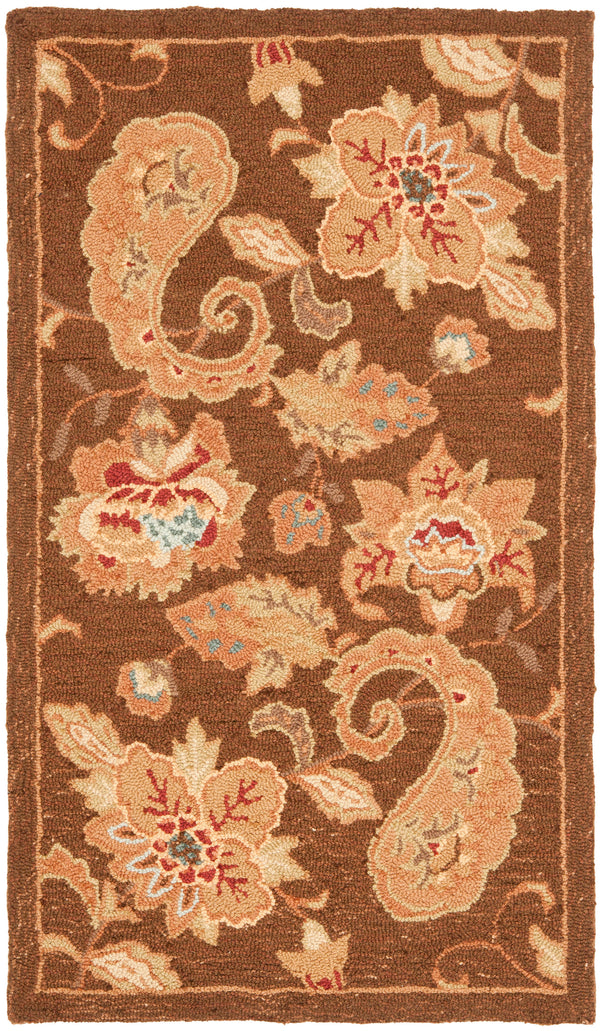 Safavieh Berkeley Hand-hooked Wool Pile Area Rug - Luxurious Floor Covering With Elegant Floral Design Brown Wool Pile Bk301a-8