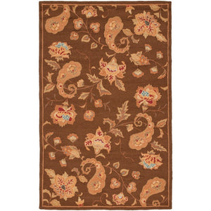 Safavieh Berkeley Hand-hooked Wool Pile Area Rug - Luxurious Floor Covering With Elegant Floral Design Brown Wool Pile Bk301a-8
