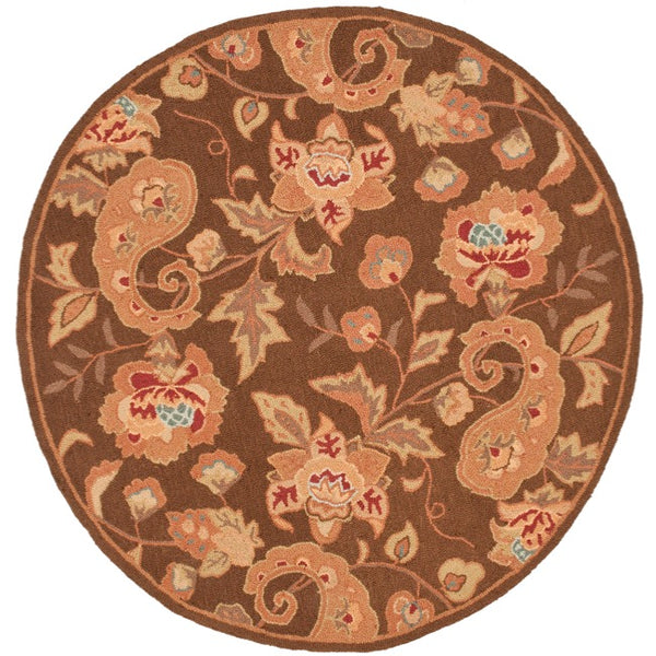 Safavieh Berkeley Hand-hooked Wool Pile Area Rug - Luxurious Floor Covering With Elegant Floral Design Brown Wool Pile Bk301a-8