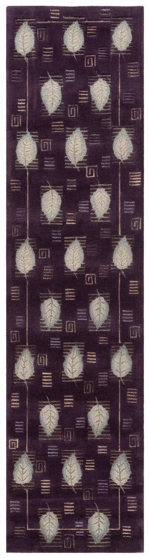 Safavieh Berkeley Rug - Hand-hooked Wool Area Rug With Elegant Leaf Motifs For Stylish Home Décor Upgrade Purple Wool Pile Bk46c-8