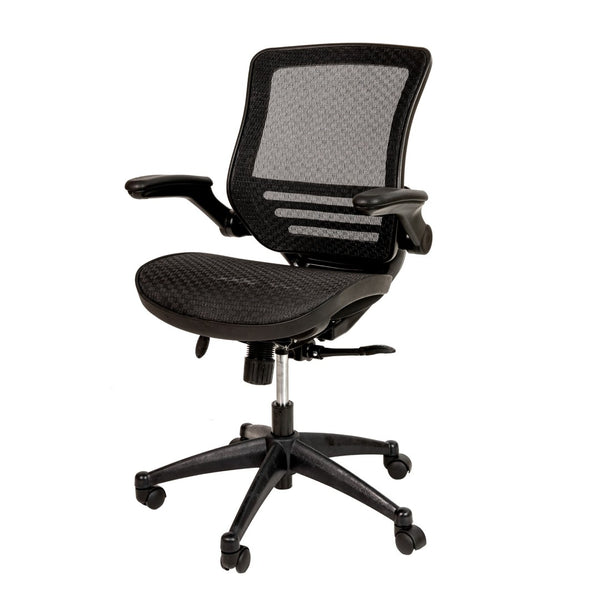 English Elm Warfield Mid-Back Ergonomic Office Chair with Flip-Up Arms and Breathable Mesh for Ultimate Comfort Black Mesh/Black Frame BL-8801X-BK-GG