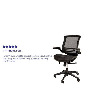 English Elm Warfield Mid-Back Ergonomic Office Chair with Flip-Up Arms and Breathable Mesh for Ultimate Comfort Black Mesh/Black Frame BL-8801X-BK-GG