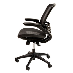 English Elm Warfield Mid-Back Ergonomic Office Chair with Flip-Up Arms and Breathable Mesh for Ultimate Comfort Black Mesh/Black Frame BL-8801X-BK-GG
