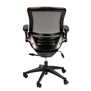 English Elm Warfield Mid-Back Ergonomic Office Chair with Flip-Up Arms and Breathable Mesh for Ultimate Comfort Black Mesh/Black Frame BL-8801X-BK-GG