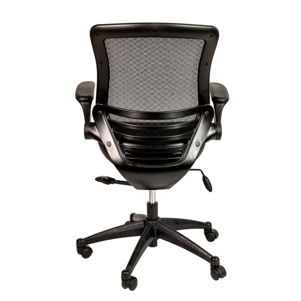 English Elm Warfield Mid-Back Ergonomic Office Chair with Flip-Up Arms and Breathable Mesh for Ultimate Comfort Black Mesh/Black Frame BL-8801X-BK-GG