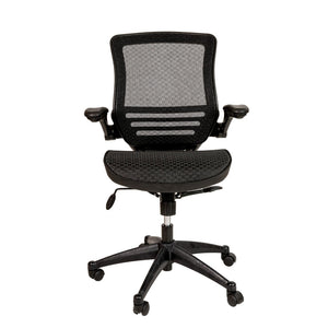 English Elm Warfield Mid-Back Ergonomic Office Chair with Flip-Up Arms and Breathable Mesh for Ultimate Comfort Black Mesh/Black Frame BL-8801X-BK-GG