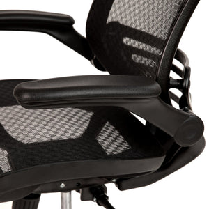 English Elm Warfield Mid-Back Ergonomic Office Chair with Flip-Up Arms and Breathable Mesh for Ultimate Comfort Black Mesh/Black Frame BL-8801X-BK-GG