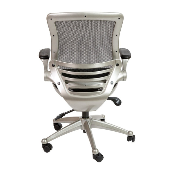 English Elm Warfield Mid-Back Ergonomic Office Chair with Flip-Up Arms and Breathable Mesh for Ultimate Comfort Black Mesh/Graphite Silver Frame BL-8801X-BK-GR-GG