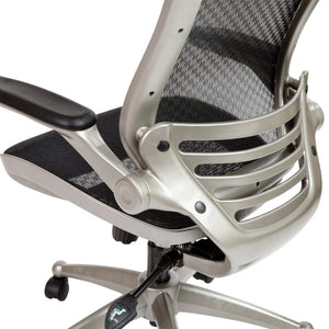 English Elm Warfield Mid-Back Ergonomic Office Chair with Flip-Up Arms and Breathable Mesh for Ultimate Comfort Black Mesh/Graphite Silver Frame BL-8801X-BK-GR-GG