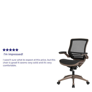 English Elm Warfield Mid-Back Ergonomic Office Chair with Flip-Up Arms and Breathable Mesh for Ultimate Comfort Black Mesh/Gold Frame BL-8801X-GG