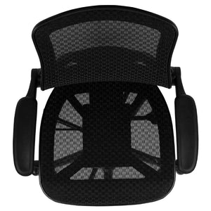 English Elm Waylon Ergonomic Mid-Back Drafting Chair with Lumbar Support, Flip-Up Arms for Elevated Work Comfort Black Mesh/Black Frame BL-LB-8801X-D-BLK-GG